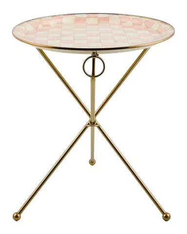 MacKenzie-Childs Rosy Check Enamel Tilt Accent Table | Thumbnail 1 MacKenzie-Childs Rosy Check Enamel Tilt Accent Table | Thumbnail 1