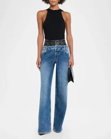 Simkhai Kove Double-Waist Wide-Leg Jeans | Thumbnail 2 Simkhai Kove Double-Waist Wide-Leg Jeans | Thumbnail 2