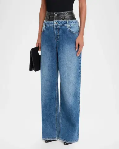 Simkhai Kove Double-Waist Wide-Leg Jeans | Thumbnail 4 Simkhai Kove Double-Waist Wide-Leg Jeans | Thumbnail 4