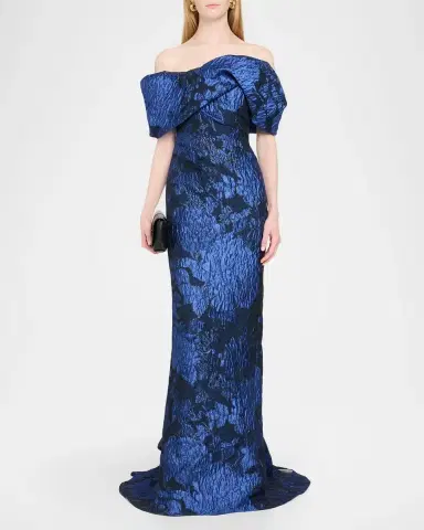 PAMELLA ROLAND Fil Coupe Off-The-Shoulder Fishtail Train Gown | Thumbnail 2 PAMELLA ROLAND Fil Coupe Off-The-Shoulder Fishtail Train Gown | Thumbnail 2