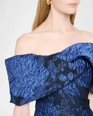 PAMELLA ROLAND Fil Coupe Off-The-Shoulder Fishtail Train Gown | Thumbnail 5 PAMELLA ROLAND Fil Coupe Off-The-Shoulder Fishtail Train Gown | Thumbnail 5