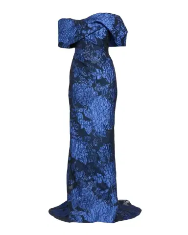 PAMELLA ROLAND Fil Coupe Off-The-Shoulder Fishtail Train Gown | Thumbnail 1 PAMELLA ROLAND Fil Coupe Off-The-Shoulder Fishtail Train Gown | Thumbnail 1