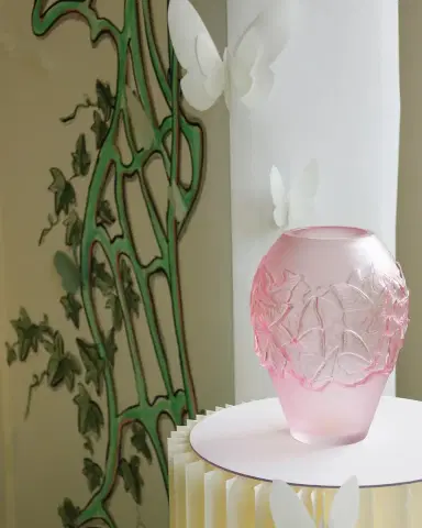 Lalique Papillons Medium Pink Crystal Vase | Thumbnail 2 Lalique Papillons Medium Pink Crystal Vase | Thumbnail 2