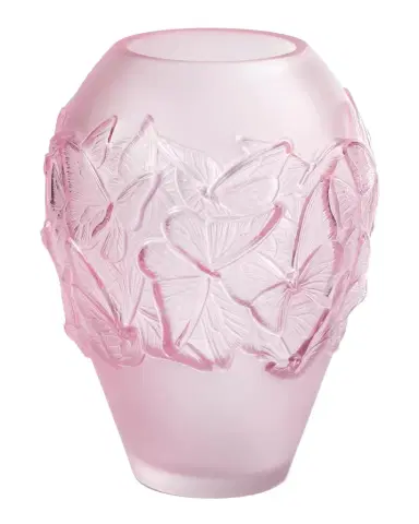 Lalique Papillons Medium Pink Crystal Vase | Thumbnail 1 Lalique Papillons Medium Pink Crystal Vase | Thumbnail 1