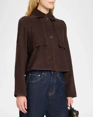 Theory Suede Cropped Trench Coat | Thumbnail 4 Theory Suede Cropped Trench Coat | Thumbnail 4