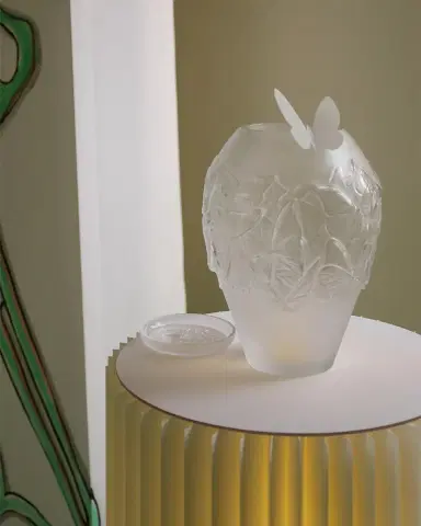 Lalique Papillons Medium Frosted Crystal Vase | Thumbnail 2 Lalique Papillons Medium Frosted Crystal Vase | Thumbnail 2