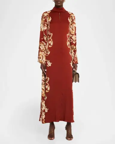 Elie Tahari The Analeia Scrollwork Mock-Neck Maxi Dress | Thumbnail 2 Elie Tahari The Analeia Scrollwork Mock-Neck Maxi Dress | Thumbnail 2