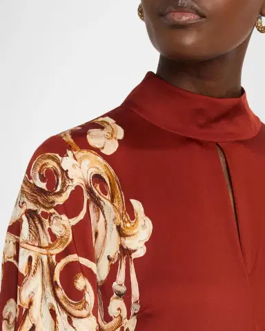 Elie Tahari The Analeia Scrollwork Mock-Neck Maxi Dress | Thumbnail 5 Elie Tahari The Analeia Scrollwork Mock-Neck Maxi Dress | Thumbnail 5