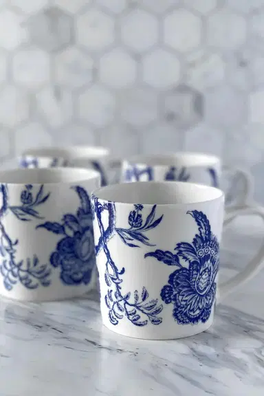 Caskata Arcadia Blue Mugs, Set of 4 | Thumbnail 3 Caskata Arcadia Blue Mugs, Set of 4 | Thumbnail 3