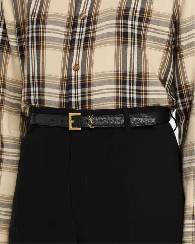 Saint Laurent YSL Grain Leather Skinny Belt | Thumbnail 2 Saint Laurent YSL Grain Leather Skinny Belt | Thumbnail 2
