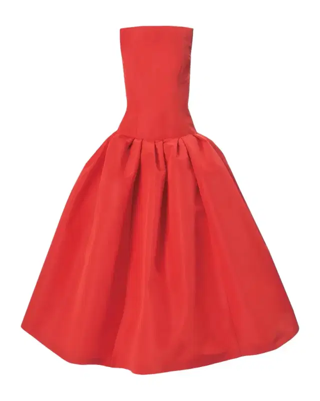 Strapless Drop-Waist Flared Silk Midi Dress Strapless Drop-Waist Flared Silk Midi Dress