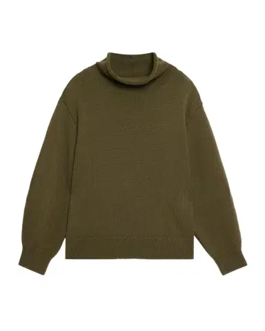 Lafayette 148 New York Oversized Funnel-Neck Wool Sweater | Thumbnail 1 Lafayette 148 New York Oversized Funnel-Neck Wool Sweater | Thumbnail 1