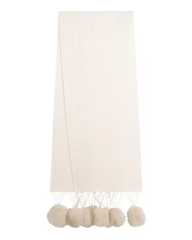 Select Cashmere Stole With Lamb Shearling Poms Select Cashmere Stole With Lamb Shearling Poms