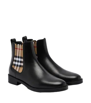 Burberry Check leather Chelsea boots | Thumbnail 1 Burberry Check leather Chelsea boots | Thumbnail 1