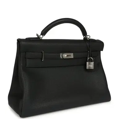 HERMÈS Pre-owned Hermes Kelly 42 Maxi Black Togo Palladium Hardware | Thumbnail 2 HERMÈS Pre-owned Hermes Kelly 42 Maxi Black Togo Palladium Hardware | Thumbnail 2