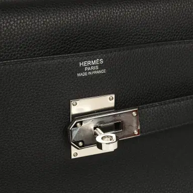 HERMÈS Pre-owned Hermes Kelly 42 Maxi Black Togo Palladium Hardware | Thumbnail 8 HERMÈS Pre-owned Hermes Kelly 42 Maxi Black Togo Palladium Hardware | Thumbnail 8