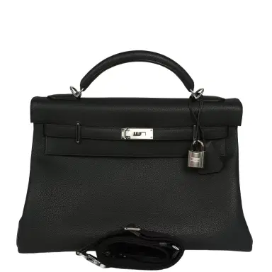 HERMÈS Pre-owned Hermes Kelly 42 Maxi Black Togo Palladium Hardware | Thumbnail 1 HERMÈS Pre-owned Hermes Kelly 42 Maxi Black Togo Palladium Hardware | Thumbnail 1