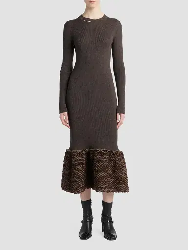 Alexander McQueen Women's Wool Knit Scallop Midi Dress | Thumbnail 2 Alexander McQueen Women's Wool Knit Scallop Midi Dress | Thumbnail 2