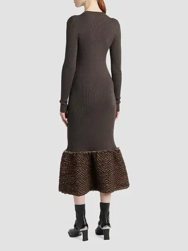 Alexander McQueen Women's Wool Knit Scallop Midi Dress | Thumbnail 3 Alexander McQueen Women's Wool Knit Scallop Midi Dress | Thumbnail 3