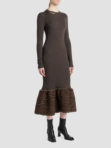 Alexander McQueen Women's Wool Knit Scallop Midi Dress | Thumbnail 4 Alexander McQueen Women's Wool Knit Scallop Midi Dress | Thumbnail 4
