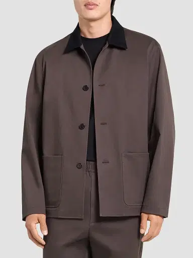 Theory Men's Corduroy-Collar Cotton Twill Jacket | Thumbnail 4 Theory Men's Corduroy-Collar Cotton Twill Jacket | Thumbnail 4