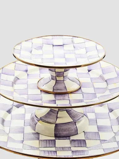 MacKenzie-Childs Violet Check Mini Pedestal Platter | Thumbnail 2 MacKenzie-Childs Violet Check Mini Pedestal Platter | Thumbnail 2