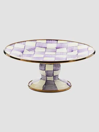 MacKenzie-Childs Violet Check Mini Pedestal Platter | Thumbnail 3 MacKenzie-Childs Violet Check Mini Pedestal Platter | Thumbnail 3