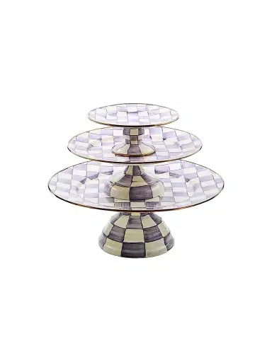 MacKenzie-Childs Violet Check Mini Pedestal Platter | Thumbnail 1 MacKenzie-Childs Violet Check Mini Pedestal Platter | Thumbnail 1