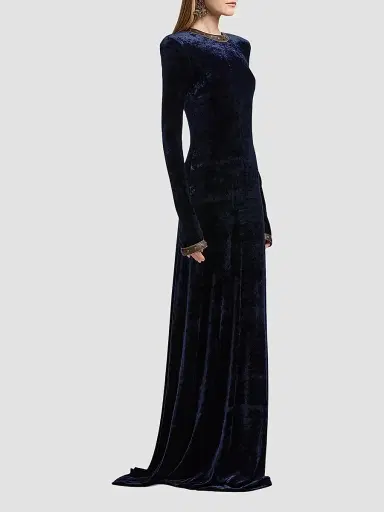 Ralph Lauren Collection Women's Nancie Velour Column Gown | Thumbnail 4 Ralph Lauren Collection Women's Nancie Velour Column Gown | Thumbnail 4