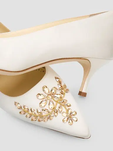 Manolo Blahnik Women's Pasadislo Embellished Satin Pumps | Thumbnail 5 Manolo Blahnik Women's Pasadislo Embellished Satin Pumps | Thumbnail 5