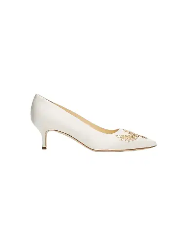 Manolo Blahnik Women's Pasadislo Embellished Satin Pumps | Thumbnail 1 Manolo Blahnik Women's Pasadislo Embellished Satin Pumps | Thumbnail 1