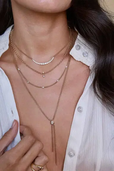 Zoë Chicco Diamond Graduating Bezel Box Chain Necklace | Thumbnail 2 Zoë Chicco Diamond Graduating Bezel Box Chain Necklace | Thumbnail 2