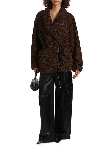 Simkhai Women's Kimia Tie-Waist Sherpa Jacket | Thumbnail 2 Simkhai Women's Kimia Tie-Waist Sherpa Jacket | Thumbnail 2