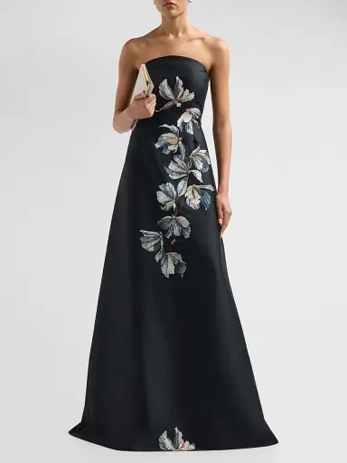 Teri Jon by Rickie Freeman Women's Beaded Floral Mikado A-Line Gown | Thumbnail 2 Teri Jon by Rickie Freeman Women's Beaded Floral Mikado A-Line Gown | Thumbnail 2