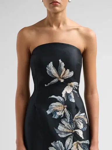 Teri Jon by Rickie Freeman Women's Beaded Floral Mikado A-Line Gown | Thumbnail 5 Teri Jon by Rickie Freeman Women's Beaded Floral Mikado A-Line Gown | Thumbnail 5