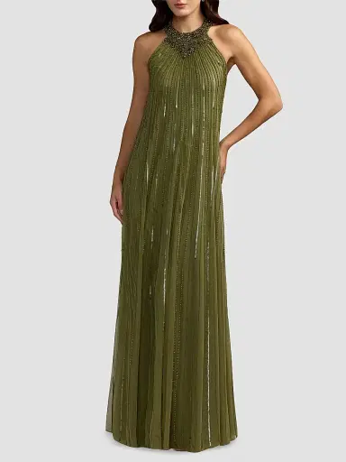 Mac Duggal Women's Sequined-Mesh Trapeze Gown | Thumbnail 2 Mac Duggal Women's Sequined-Mesh Trapeze Gown | Thumbnail 2