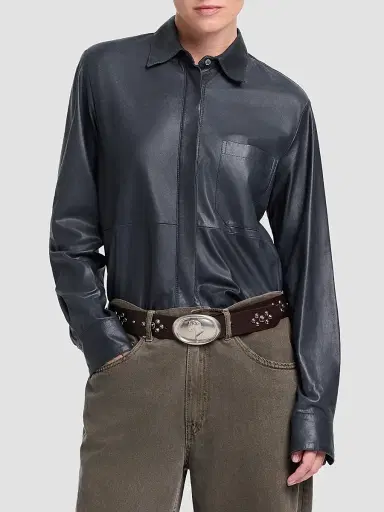 TWP Women's Cowboy Update Leather Shirt | Thumbnail 2 TWP Women's Cowboy Update Leather Shirt | Thumbnail 2