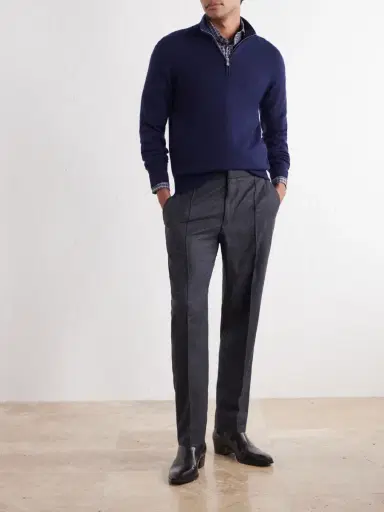 Zegna Straight-Leg Wool, Cashmere and Silk-Blend Trousers - Men | Thumbnail 2 Zegna Straight-Leg Wool, Cashmere and Silk-Blend Trousers - Men | Thumbnail 2