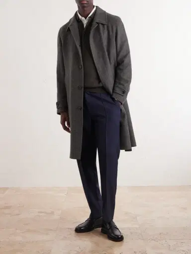 Zegna Oasi Belted Herringbone Cashmere Trench Coat - Men | Thumbnail 2 Zegna Oasi Belted Herringbone Cashmere Trench Coat - Men | Thumbnail 2