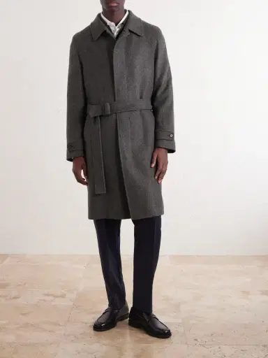 Zegna Oasi Belted Herringbone Cashmere Trench Coat - Men | Thumbnail 3 Zegna Oasi Belted Herringbone Cashmere Trench Coat - Men | Thumbnail 3