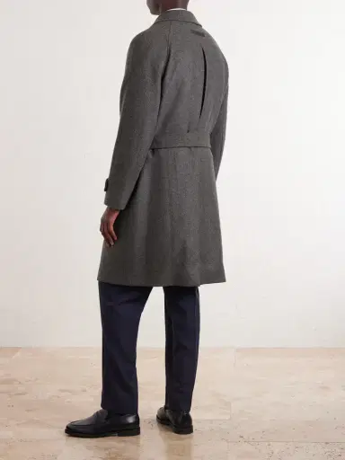 Zegna Oasi Belted Herringbone Cashmere Trench Coat - Men | Thumbnail 4 Zegna Oasi Belted Herringbone Cashmere Trench Coat - Men | Thumbnail 4