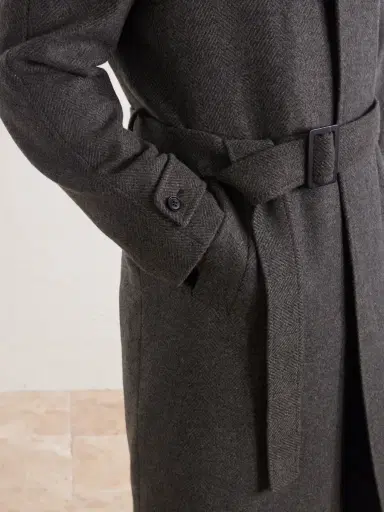 Zegna Oasi Belted Herringbone Cashmere Trench Coat - Men | Thumbnail 6 Zegna Oasi Belted Herringbone Cashmere Trench Coat - Men | Thumbnail 6