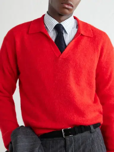 Auralee Alpaca-Blend Polo Sweater - Men | Thumbnail 5 Auralee Alpaca-Blend Polo Sweater - Men | Thumbnail 5
