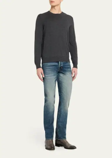 Tom Ford Men's Fine Gauge Wool Crewneck Sweater | Thumbnail 2 Tom Ford Men's Fine Gauge Wool Crewneck Sweater | Thumbnail 2