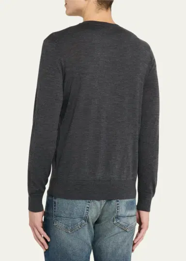 Tom Ford Men's Fine Gauge Wool Crewneck Sweater | Thumbnail 3 Tom Ford Men's Fine Gauge Wool Crewneck Sweater | Thumbnail 3