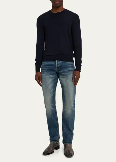 Tom Ford Men's Fine Gauge Wool Crewneck Sweater | Thumbnail 6 Tom Ford Men's Fine Gauge Wool Crewneck Sweater | Thumbnail 6