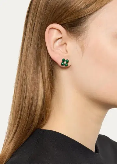 Paul Morelli Sequence 18k Gold Stud Earrings with Malachite and Diamond | Thumbnail 2 Paul Morelli Sequence 18k Gold Stud Earrings with Malachite and Diamond | Thumbnail 2