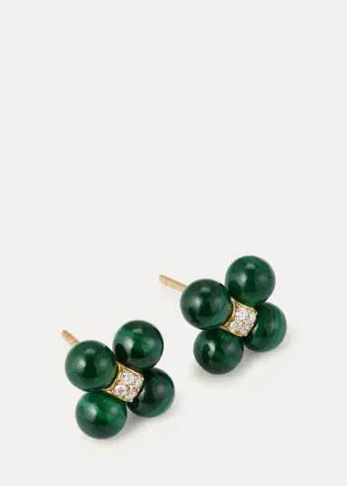 Paul Morelli Sequence 18k Gold Stud Earrings with Malachite and Diamond | Thumbnail 3 Paul Morelli Sequence 18k Gold Stud Earrings with Malachite and Diamond | Thumbnail 3