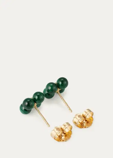 Paul Morelli Sequence 18k Gold Stud Earrings with Malachite and Diamond | Thumbnail 4 Paul Morelli Sequence 18k Gold Stud Earrings with Malachite and Diamond | Thumbnail 4