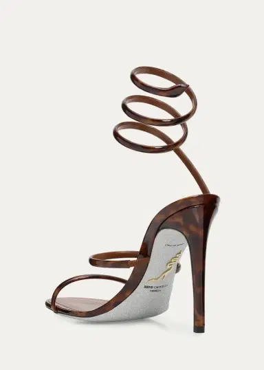 René Caovilla 105mm Cleo Tortoiseshell Patent Leather Snake-Wrap Sandals | Thumbnail 2 René Caovilla 105mm Cleo Tortoiseshell Patent Leather Snake-Wrap Sandals | Thumbnail 2
